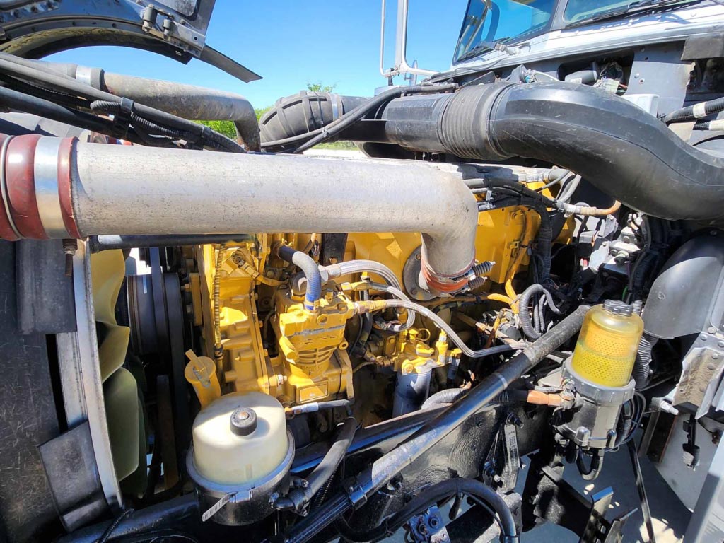 Under the hood of a peterbilt 379 semi truck